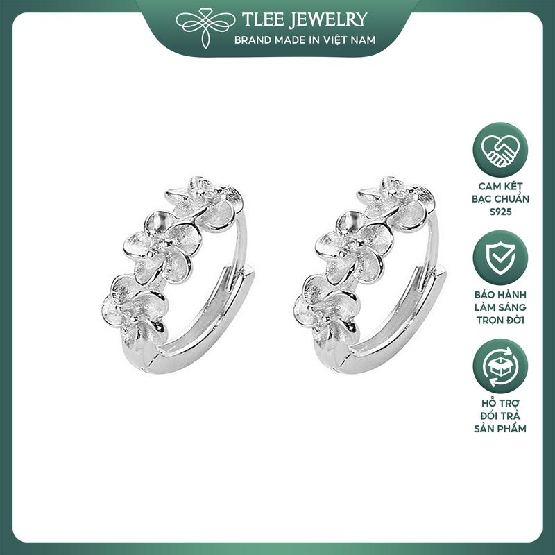 Khuyên tai bạc nữ TLEE bông tai tròn trơn hình đài hoa xinh xắn TLEE JEWELRY B0409