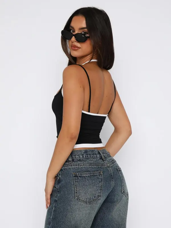 Women's 2 in 1 Crop Cami Top, Casual Spaghetti Strap Cropped Top for Summer, Ladies Clothes for Daily Wear 1