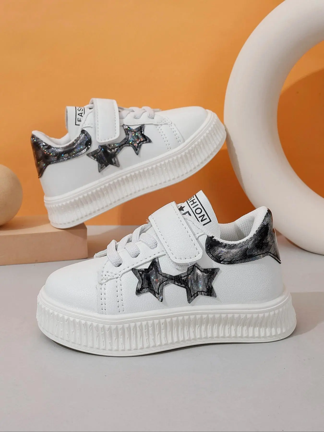 Star Pattern Velcro Sneakers, Casual Comfortable Sports Shoes for Outdoor, Fashionable Trainers for Boys