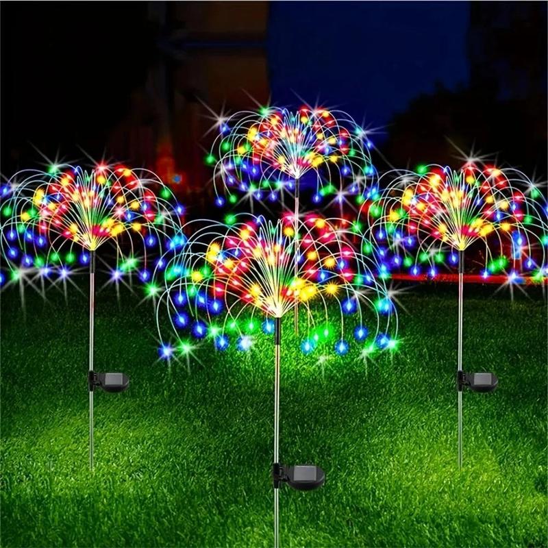 Product Introduction of Solar Powered Firework Shaped LED Light, 1 Count Waterproof Outdoor Dandelion Lawn Lamp, Garden Decoration Fairy Lights for Patio Garden Decor, Decorative Outdoor Lighting 0