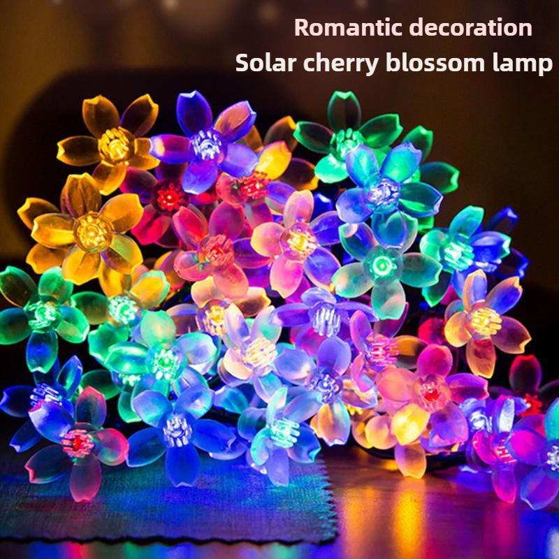 Dây Đèn LED Hoa Anh Đào Mô Phỏng Năng Lượng Mặt Trời, Tám Chức Năng, Chống Thấm Nước Ngoài Trời, Đèn Trang Trí, Thích Hợp Để Trang Trí Đám Cưới Và Lễ Hội