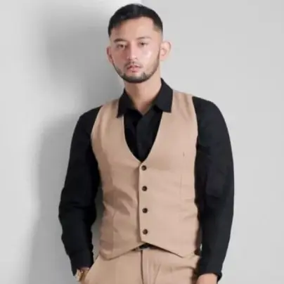 Rompi Jas Formal Pria Vest Pria  Rompi Jas pria Hitam Keren Polos Casual Katun 4