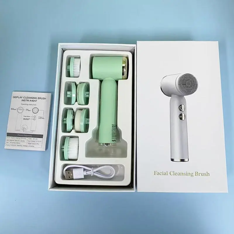 6 in 1 Ultrasonic Electric Facial Cleansing Brush, Hot & Cold Sound Wave Facial Oil Removal & Cleansing Brush, Skin Massage Machine, Beauty Device, Comfort 8