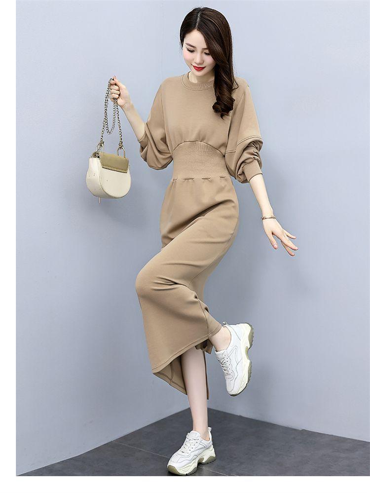 Product Introduction of Váy Len, Cao Cấp, Ôm Sát Eo, Thanh Lịch, Thích Hợp Cho Mùa Đông, Váy Bó Sát Phong Cách Thường Ngày Màu Trơn Cổ Tròn, Tay Dài, Váy Sang Trọng 13