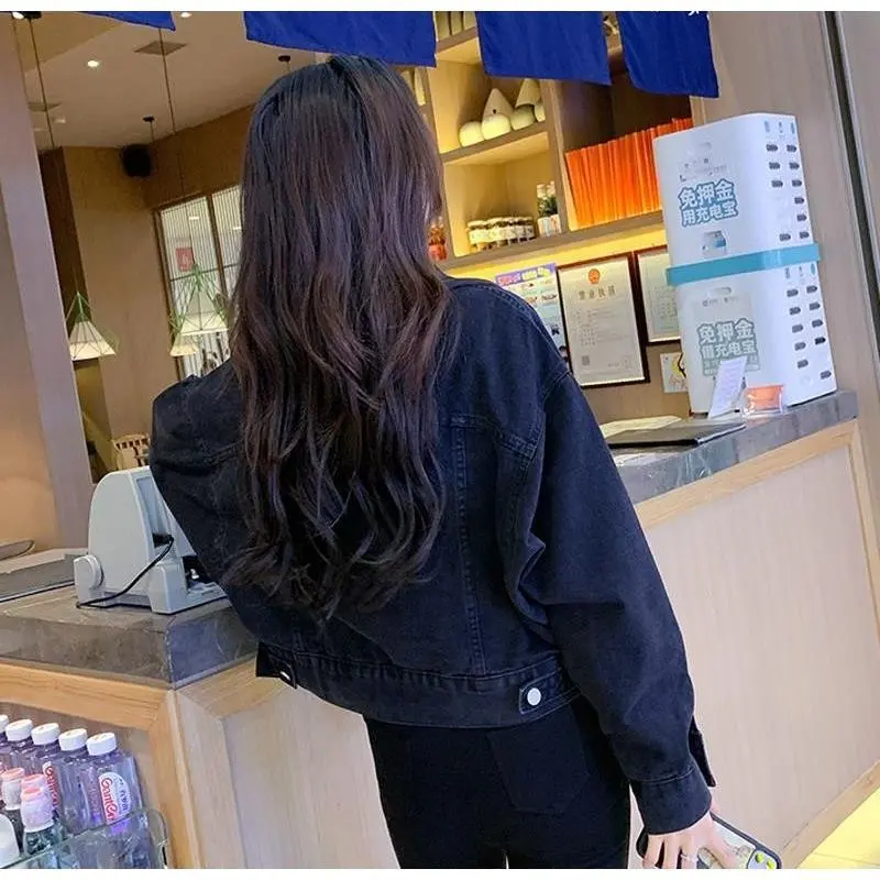 Áo Khoác Denim Màu Đen, Phong Cách Hàn Quốc, Dáng Rộng Vừa Vặn, Dành Cho Nữ, Áo Khoác Quần Áo Denim Ngắn, Thời Trang Ins, Bộ Sưu Tập Mùa Xuân Và Mùa Thu, Hàng Mới Về, 2024 Top Jacket Women 3