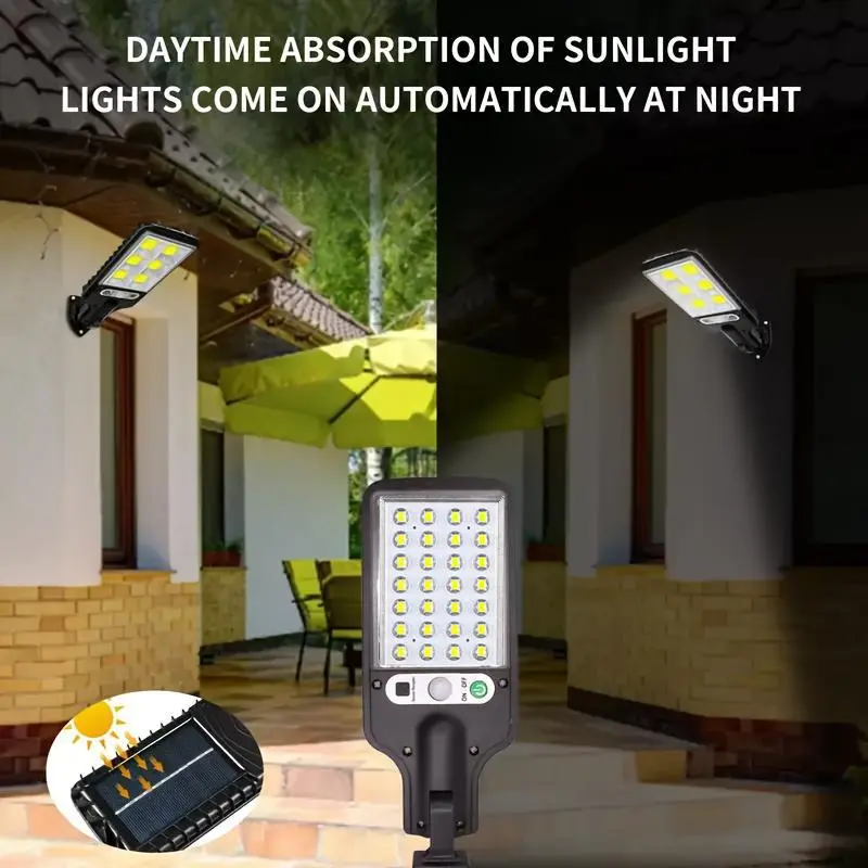 Solar Powered Outdoor Light, 4 Counts LED Security Light with Remote Control, Outdoor Wall Mounted Light for Garden, Garage, Yard, LED Lights 5