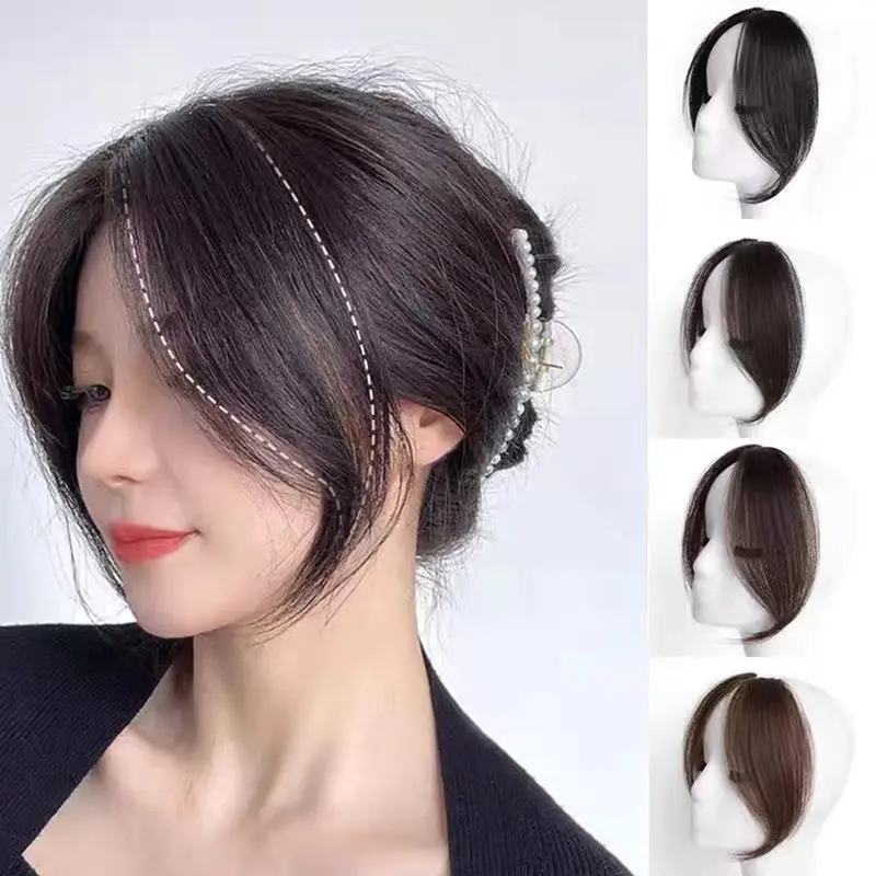 XJ-Kẹp Tóc Mái Bên, 2 Cái, Vô Hình, Liền Mạch, Bên Trái Và Bên Phải, Tóc Mái Không Khí, Kẹp Tóc Nối, Kẹp Tóc Tua Rua Giả 1