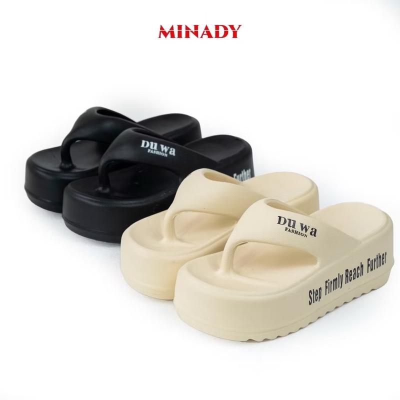 Dép kẹp xỏ ngón Duwa cao 7cm nguyên khối siêu bền, đế răng cưa chống trơn trượt dùng đi chơi, biển. xmast. Tết DéP Nữ GiàY Shoes su 7 phân vuông giày dep nu banh misieuem decao 7p