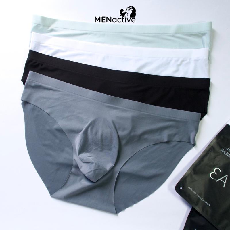 COMBO 4 Quần lót nam tam giác Menactive, Briefs lụa băng ép nhiệt mềm mại QT01 Menswear Sịp