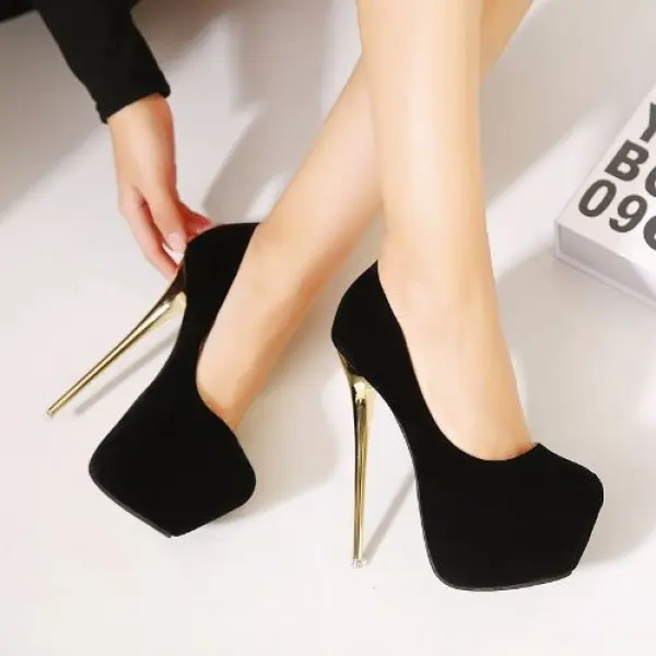 Giày Đế Xuồng Cao Gót, Kích Thước 18 / 20cm, Gợi Cảm Và Siêu Cao Gót, Đế Chống Thấm Nước, Gót Khối Pha Lê, Thích Hợp Cho Biểu Diễn Và Hộp Đêm, Giày Nữ, Khuyến Mãi