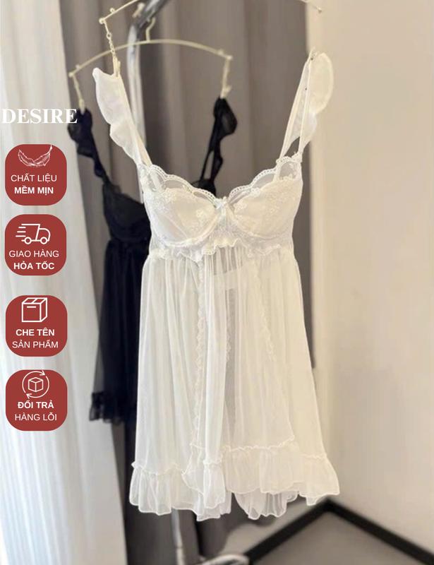 Váy ngủ ren cao cấp có gọng và mút ngực chất mềm mịn kèm quần DESIRE VN-1949 1