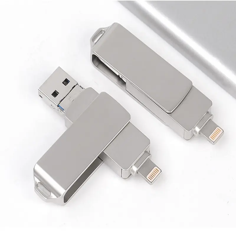 MAYY 1TB 3 in 1 IOS OTG USB Flash Drive 32GB 64GB 128GB 512GB 1TB Rotation Pen Drive for iPhone/Android/PC [ISO+Micro+USB] 5