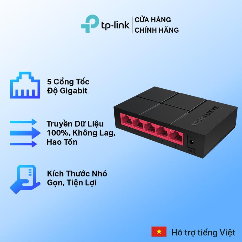 Bộ Chia Tín Hiệu Để Bàn Mercusys MS105G 5 Cổng Switch Port 10/100/1000 Mbps