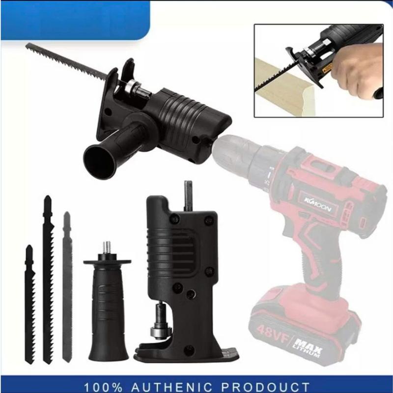 Bộ chuyển đổi máy khoan thành máy cưa cầm tay điện kèm 3 luoi cưa cắt gỗ kim loại lắp được khoan pin và khoan điện. Cắt: Gỗ, kim loại, PVC 7
