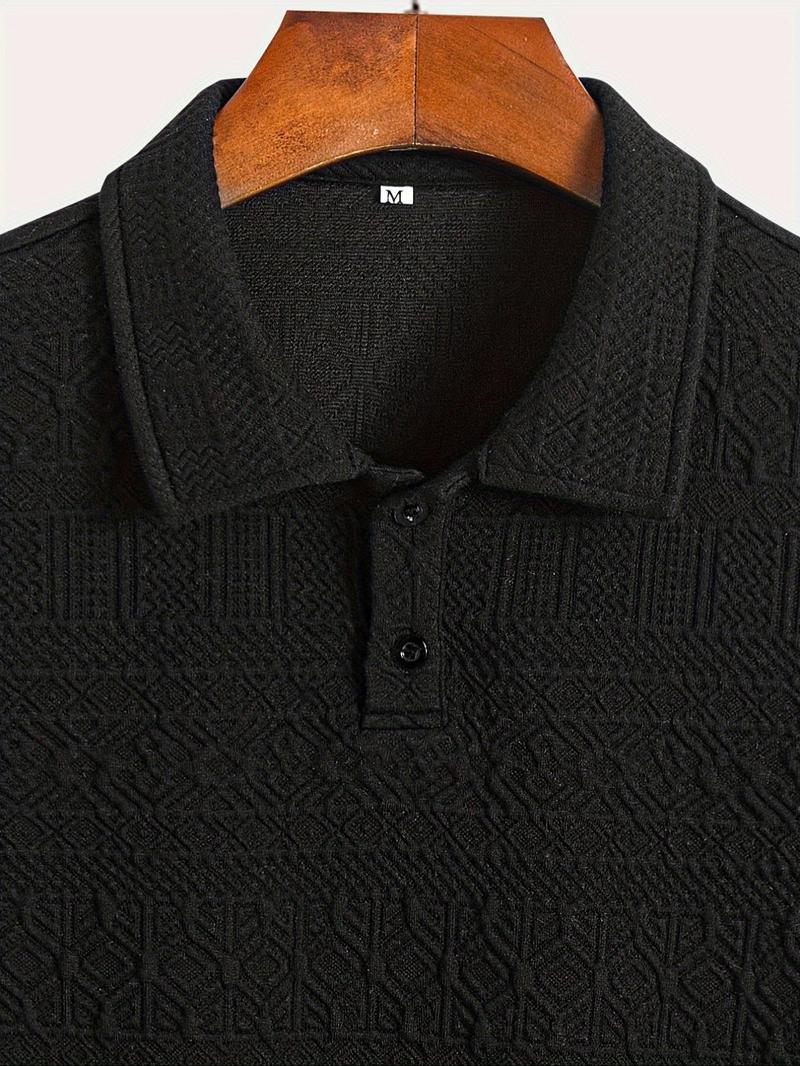 Product Introduction of Men's Jacquard Polo Shirt & Shorts Set, Regular Fit Casual Short Sleeve Collared Top & Drawstring Waist Shorts, Summer Clothes Set for Men 9