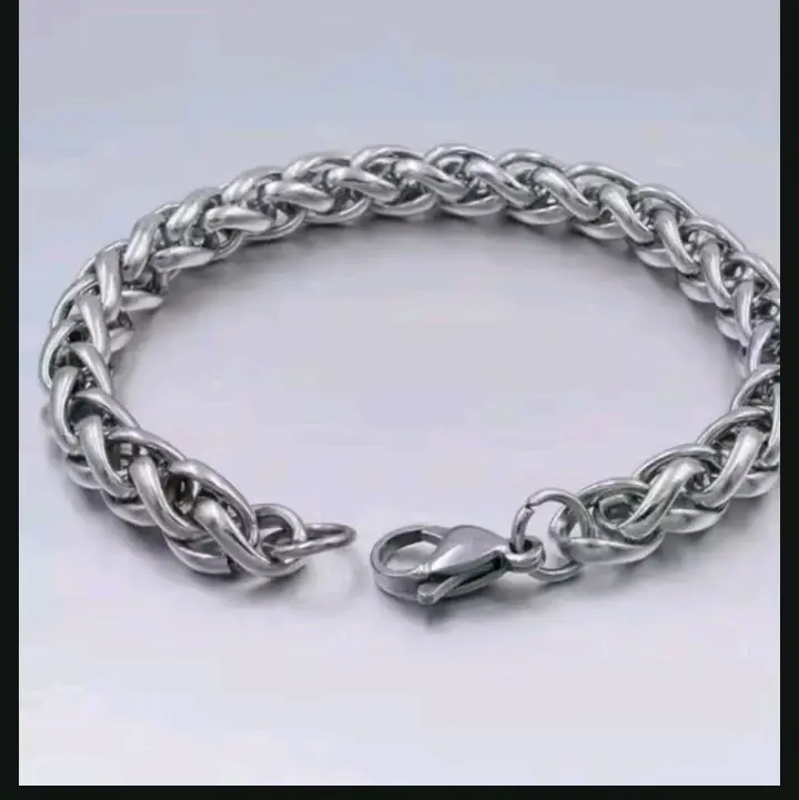 Gelang  titanium rantai jalin pria keren tidak luntur