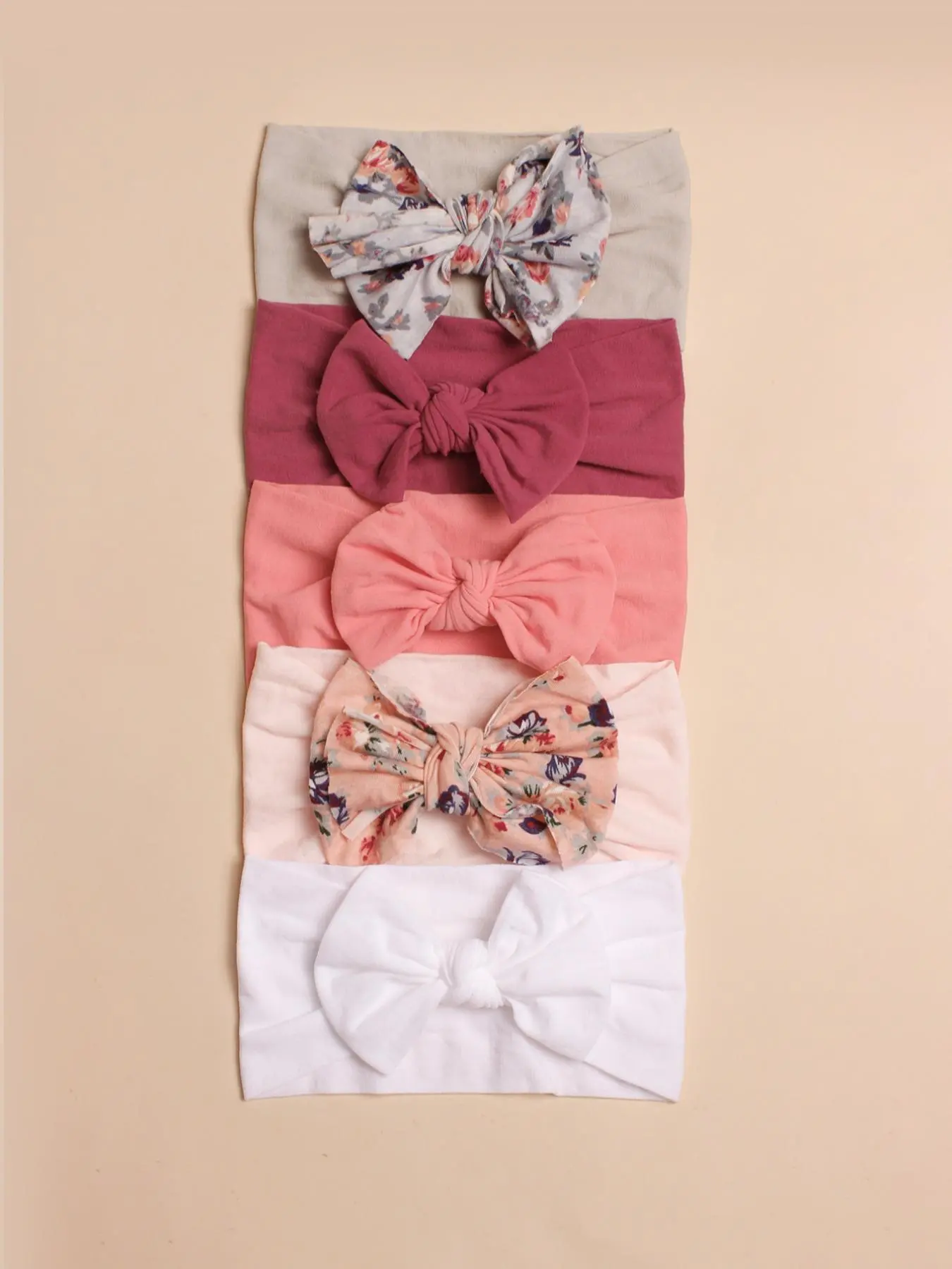 Baby's 5pcs Cute Bow Decor Hair Band, Soft Comfortable Floral Pattern Hair Band for Baby Girls, Baby Hair Accessories for Daily Use