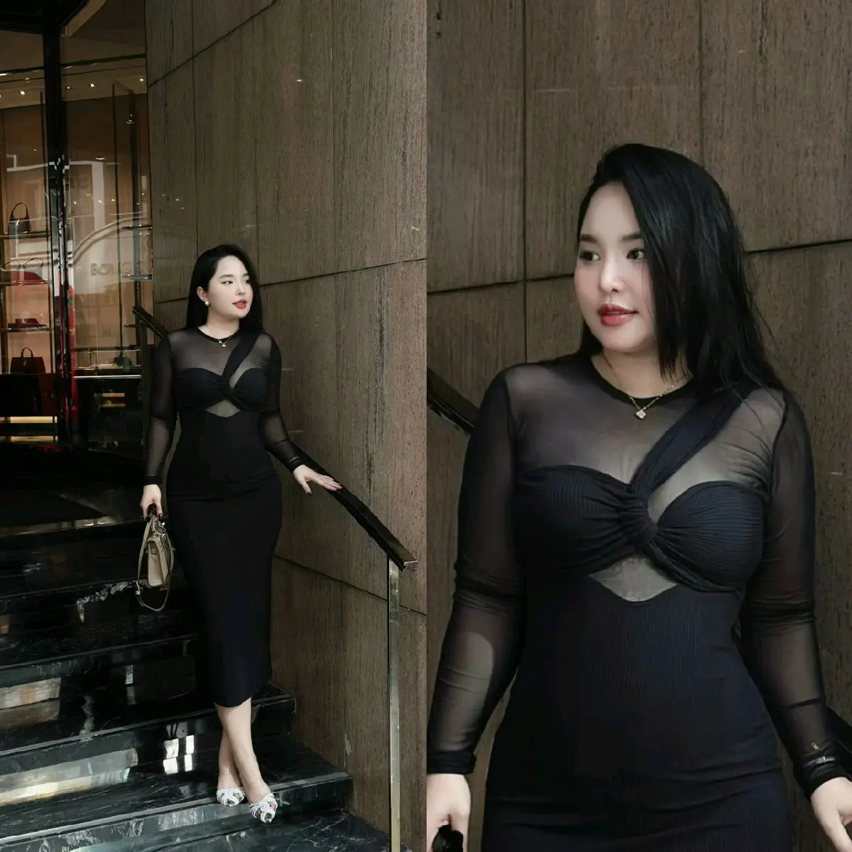 Váy body phối lưới xinh có dây kéo