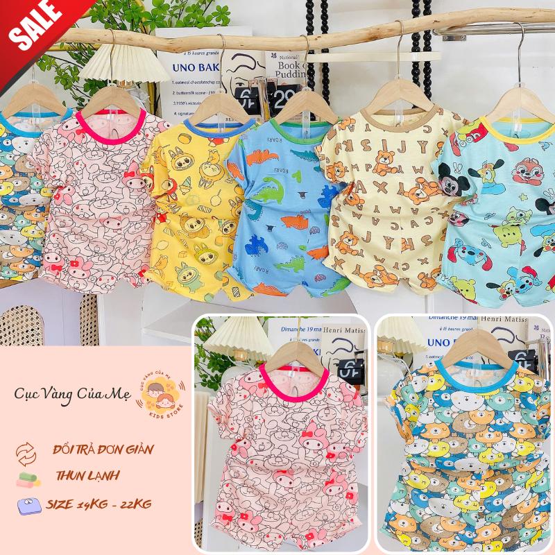 Bộ Cộc Tay Thun Lạnh Cho Bé Từ5kg Đến 22kg, Bộ Ngắn Tay Thun Lạnh Hoạ Tiết In Kín Cho Bé Trai Và Bé Gái 094