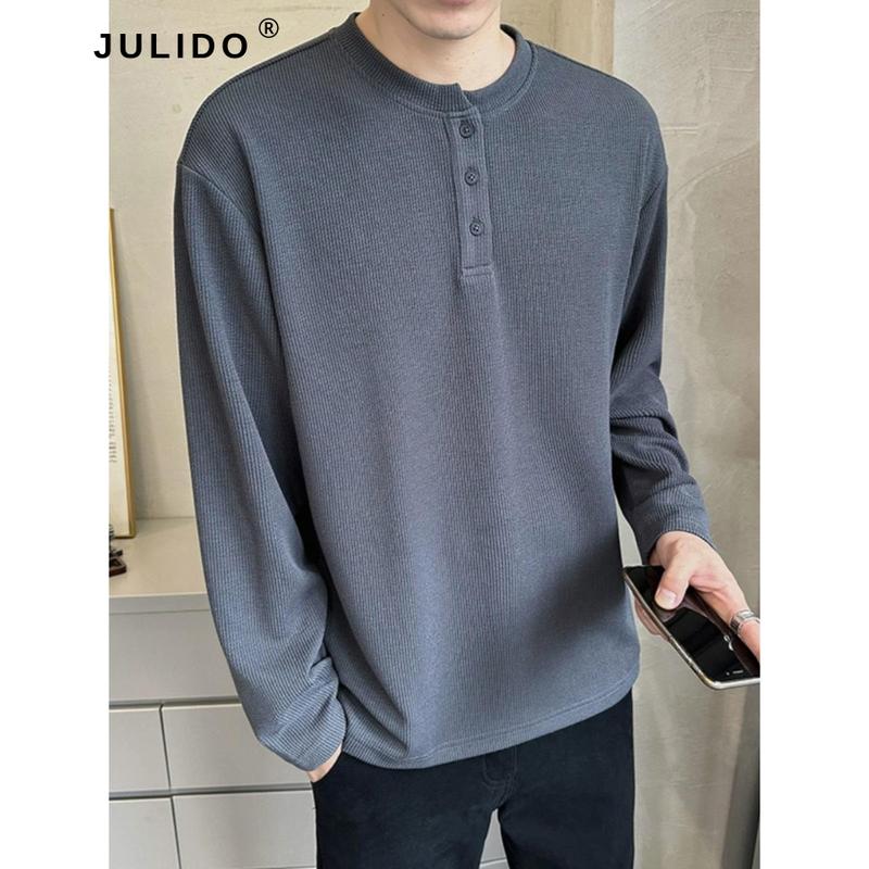 Áo thun tăm nam dài tay cổ Henley 3 cúc - JULIDO 3