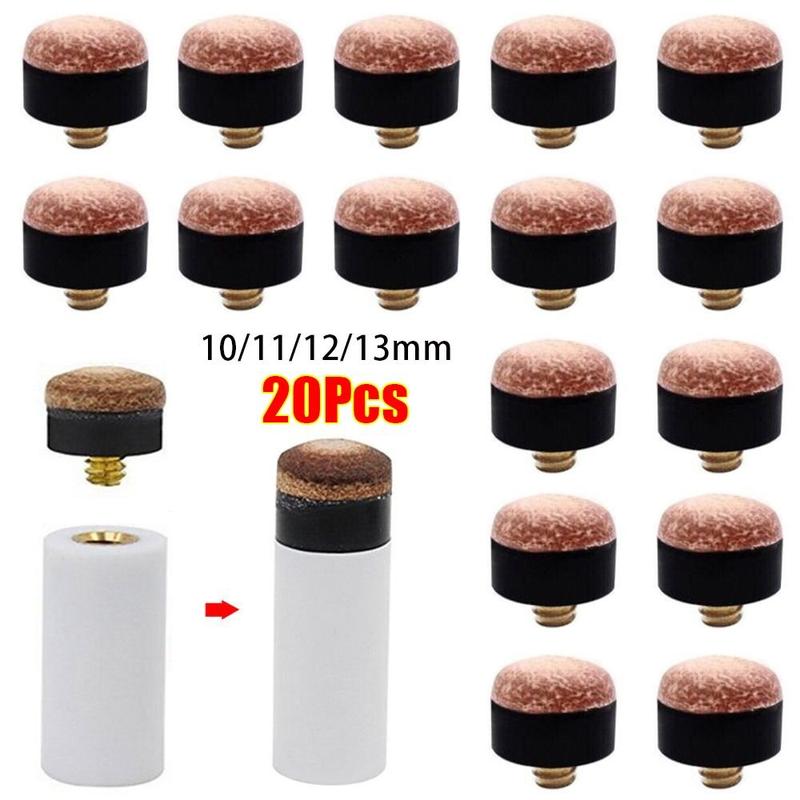 Product Introduction of 20Pcs New Snooker Pool Billiards Cue Tips Pole Repair Accessories Screw In Billiards Tip 10/11/12/13mm Replacement Parts Billiards Cue Head 15