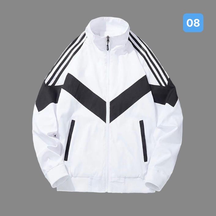 Áo khoác dù nam mã 08 , áo gió nam màu trắng kẻ sọc đen chất liệu vải dù 2 lớp phong cách thời trang Menswear Jacket