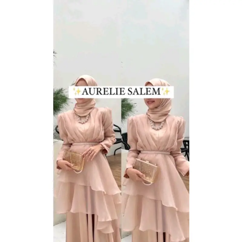 Aurelie dres Organza/ Gaun pesta/ Dress Pesta / Dress Organza Muslim Formal Wanita Gamis Santai 3