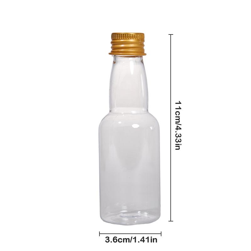 Product Introduction of 5Pcs 60ml Mini Clear PET Refillable Small Wine Bottles For Party Wedding Liquor Bottles With Leak Proof Screw Lid 25