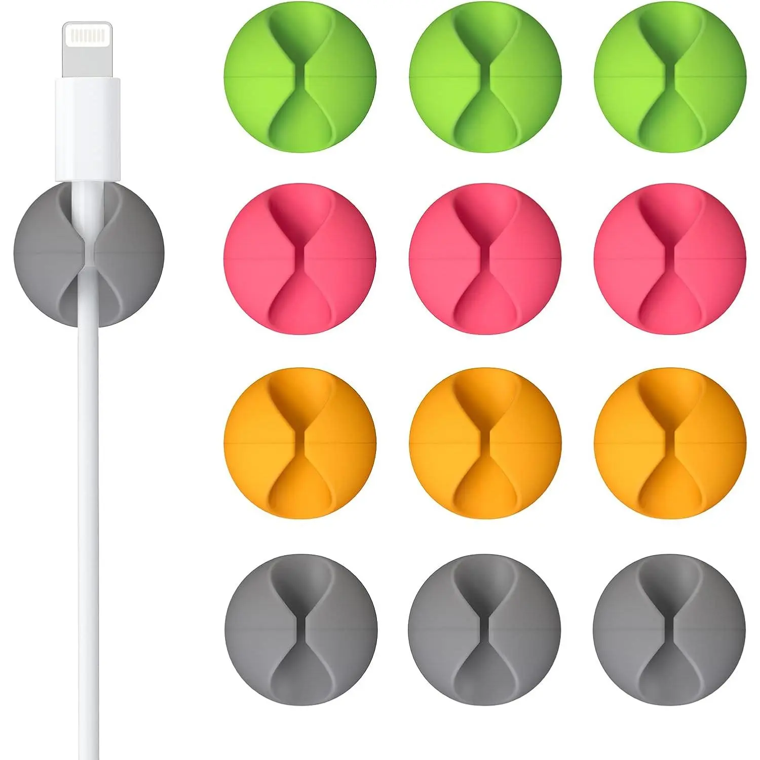 12 Pack Cable Clips, Znben Cable Holder for Desk Cord Organizer Adhesive Cord Management Charger Wire Holder Clips for Desk, Home, Office, Car, Cubicle, Nightstand Colorful