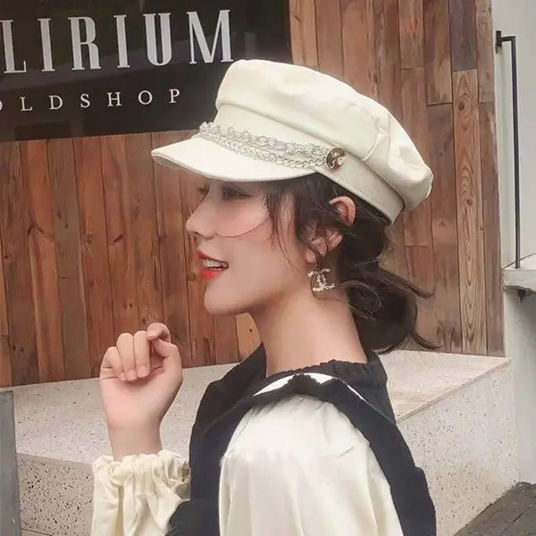 Mũ Nồi Dây Xích Hình Mỏ Vịt Cổ Điển, Mũ Lưỡi Trai Đế Bằng Cho Nữ, Phong Cách Hàn Quốc, Hợp Thời Trang, Mùa Thu Và Mùa Đông, Người Nổi Tiếng Trên Mạng Anh, Mũ Bát Giác Đa Năng 7