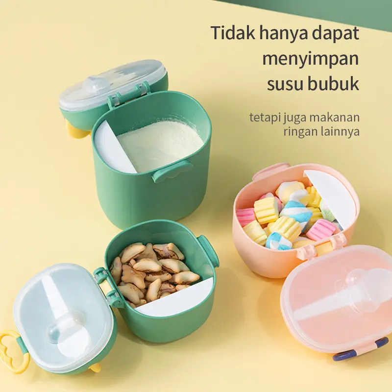 400/800ML Tempat susu bubuk bayi kotak susu motif dino Baby Green Pink Newborn Infant Toddler Girls Boys Penyimpanan Powder Ungu Ungu 2