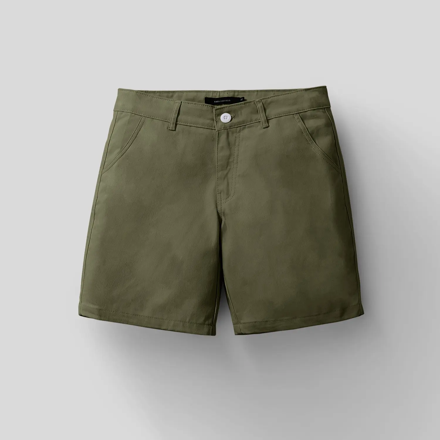 Kaza Indonesia - Celana Pendek Warna "Olive" Basic Polos Santai Material Katun Twill Fit Body