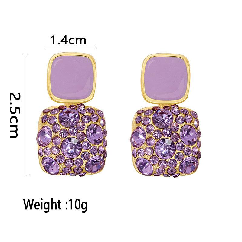 Vintage Black Crystal Square Earrings Fashion Statement Rhinestone Drop Earrings for Women Wedding Jewelry Personality Gifts 8