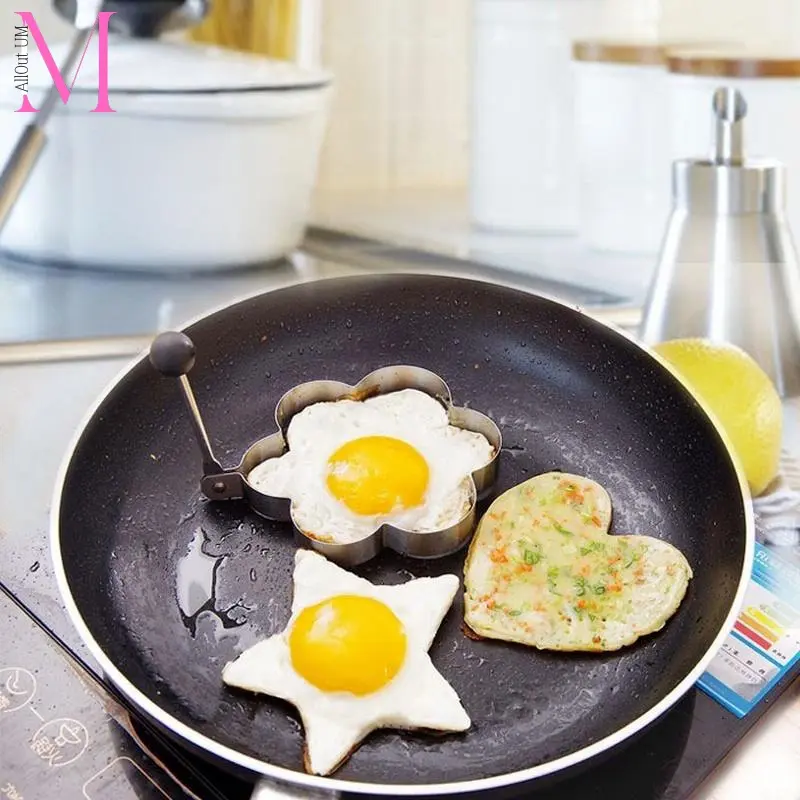 Thick Stainless Steel Fried Egg Shaper Creative DIY Omelette Egg Mold Kitchen Cooking Tools 1 / 4 PCs Utensils