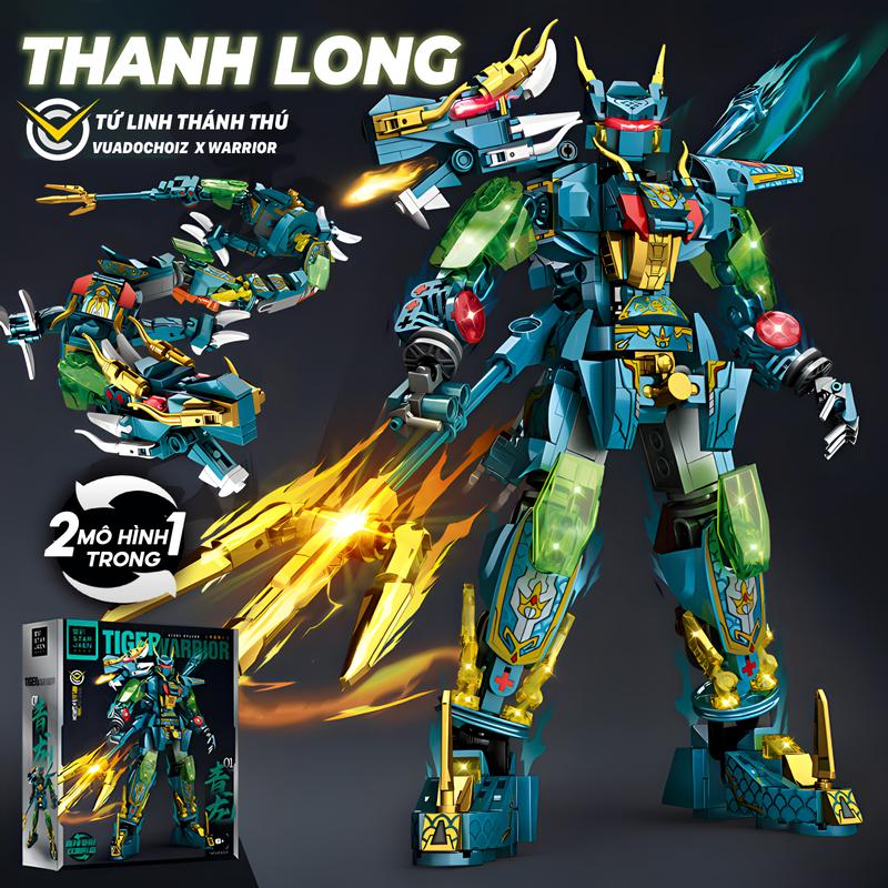 Đồ chơi lắp ráp Robot Tứ Linh Thánh Thú Xếp Hình Thanh Long 504 Chi Tiết Toy Tháo Lắp Mô Hình Robot Siêu Thú Bạch Hổ, Chu Tước, Huyền Vũ Bộ Lắp Ráp