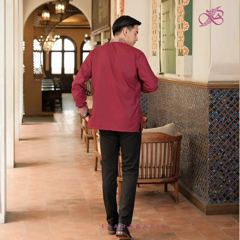 New Laksmi Burgundy - Setelan Baju Kebaya Wanita Songket Brokat Payet Modern Couple Wisuda Lamaran Kondangan Aesthetic [izarabatik] 7