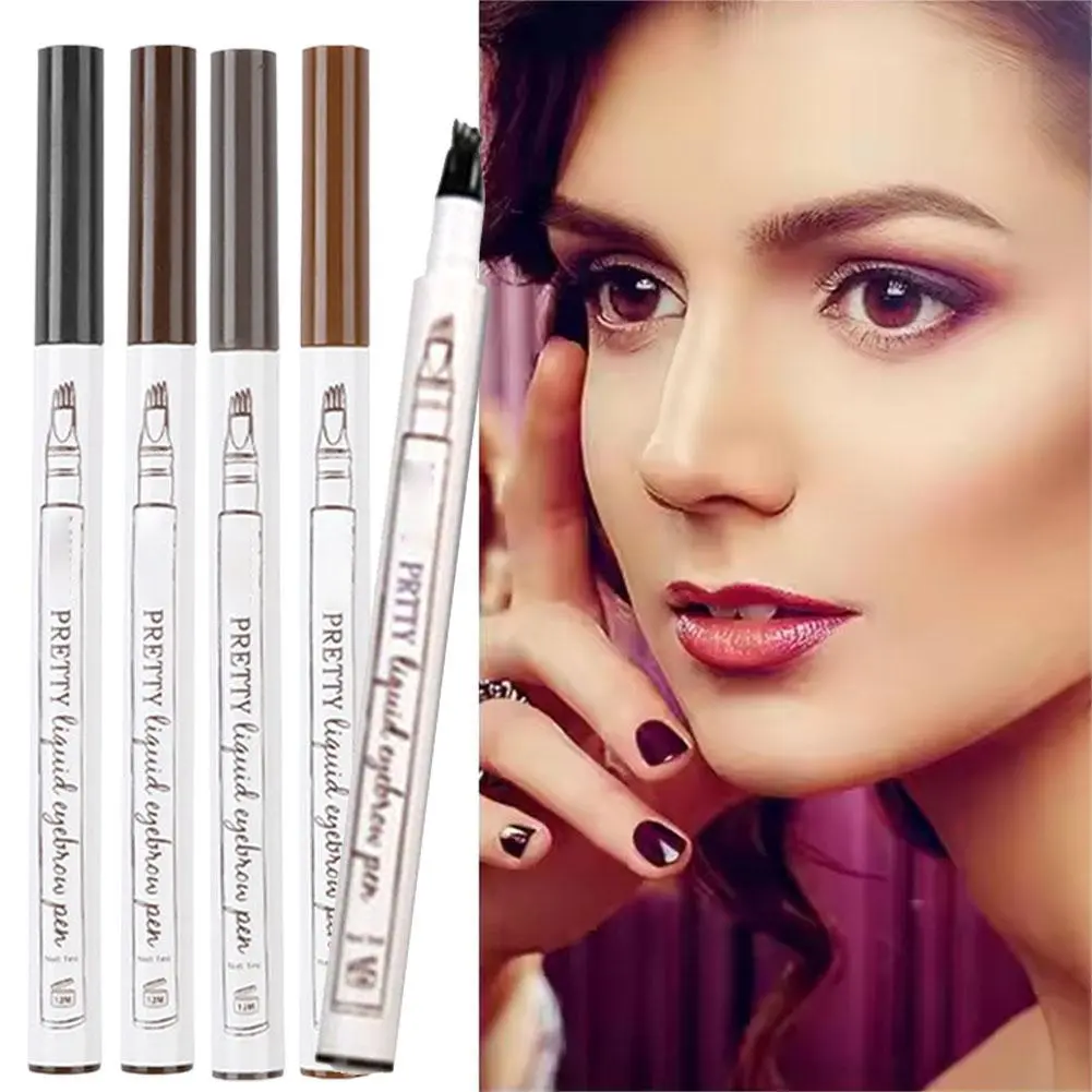 1pc 4 Head Eyebrow Marker Pencil Waterproof Microblading Eyebrow Thin Tattoo Pen Eyebrows Shades Makeup Eye Brow Pencil