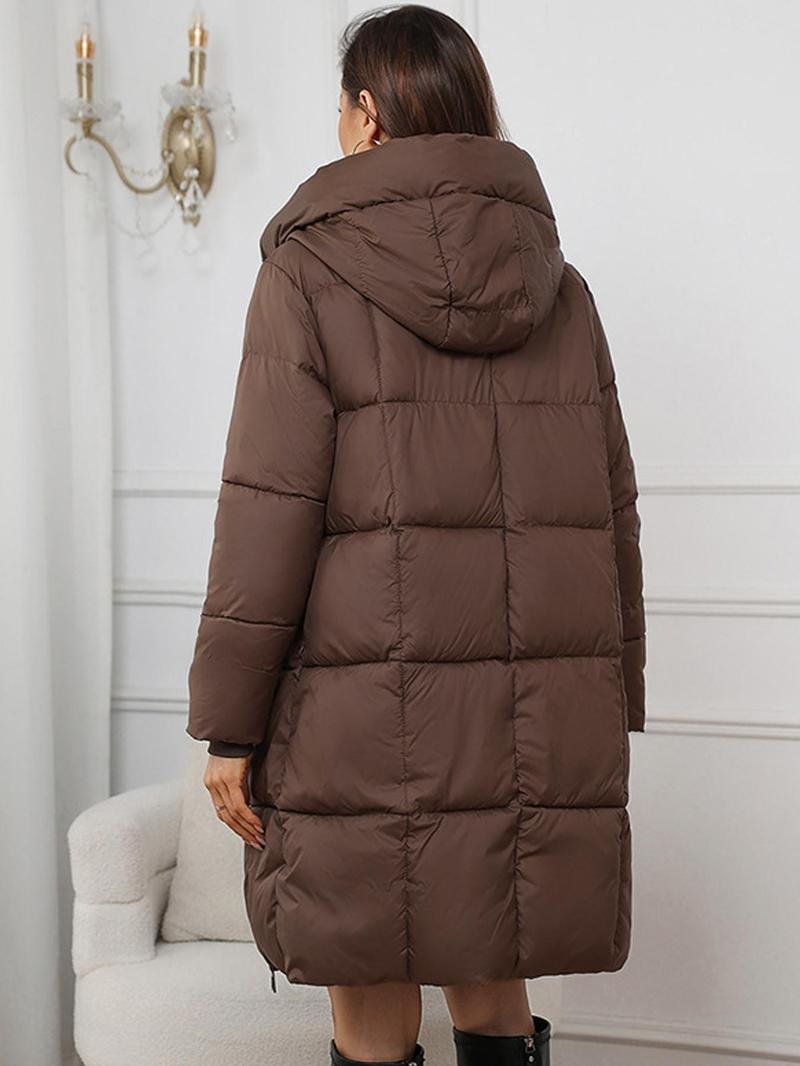 Product Introduction of Women's Solid Zip Up Pocket Design Winter Coat, Puffer Coat, Casual Long Sleeve Thermal Outerwear for Fall & Winter, Women's Clothing for Daily Wear 2