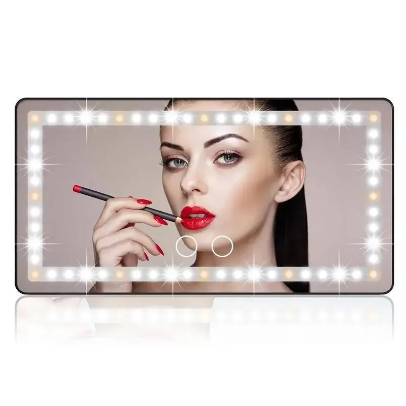 Car Sun Visor Vanity Mirror, 1 Count Rechargeable Makeup Mirror with 3 Light Modes, Dimmable Clip-on Rear View Sun-shading Cosmetic Mirror for Car SUV Truck