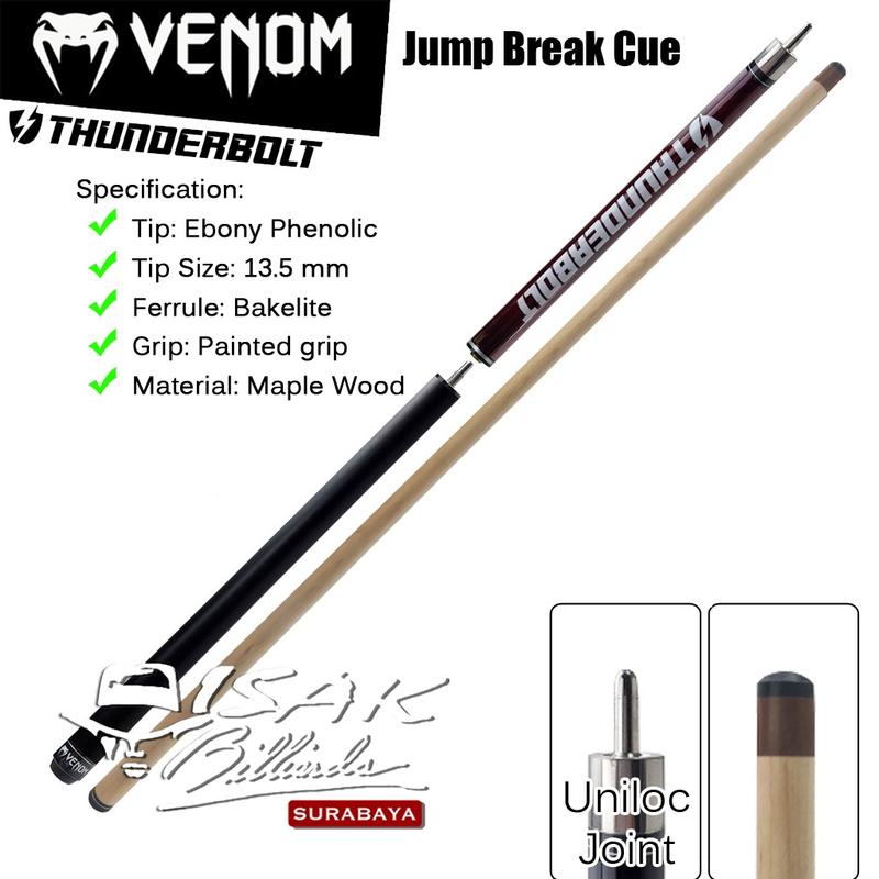 12.12 sale Venom Thunderbolt Jump Break Cue | Maroon 13.5mm Stick