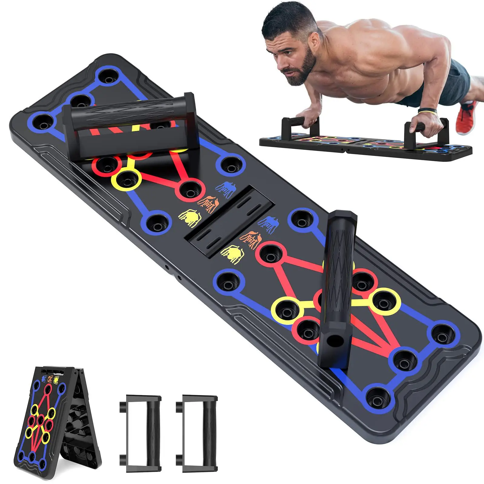 26 Hole Solid Push Up Board, Multifunctional Push Up Board with Accessories, Home Exercise Equipment for Men & Women, Daily Gift Best Choice