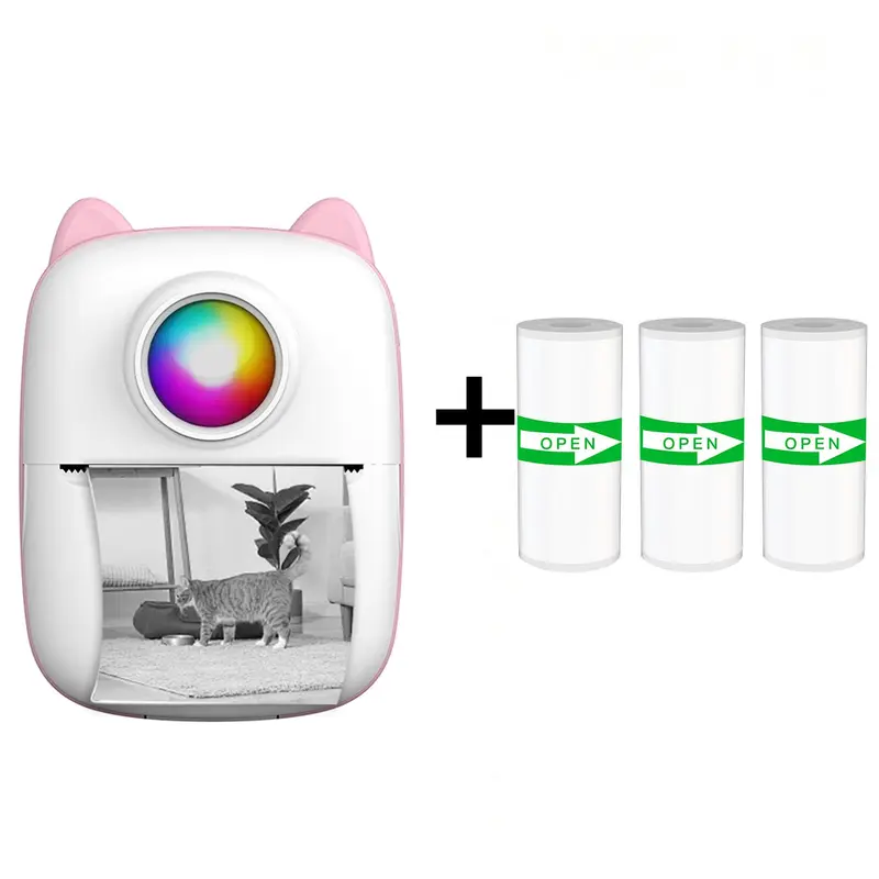 Portable Mini Printer, USB Rechargeable Photo Printer with 3 Rolls Print Paper, for Printing Photos, Notes, Receipts, List, DIY Plans, Memos 6