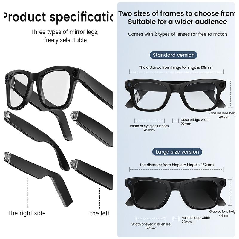 2025 New Smart Glasses Bluetooth Call AI Voice Men Women UV Protective Long Battery Life Music Touch Sound Record Smart Glasses - Image 4