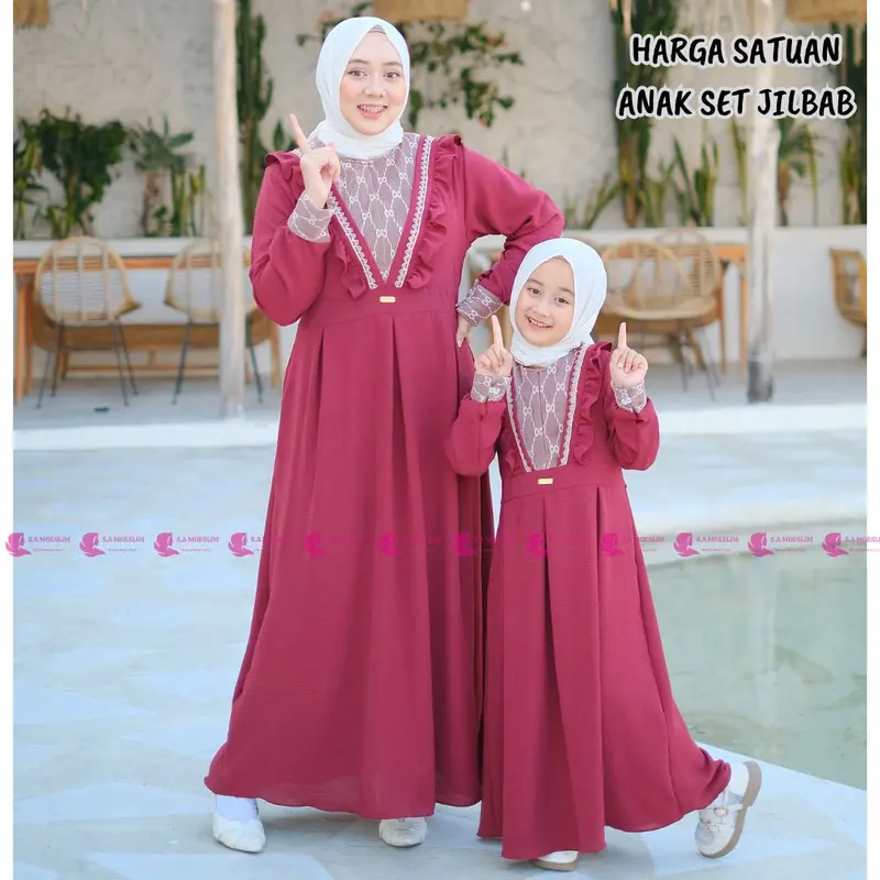 RAYANA DRESS couple ibu dan anak ( harga terpisah ) Gamis Couple Ibu Anak cringkle airflow Perempuan Terbaru 2023 gamis couple bahan cringkle airflow premium gamis dewasa terbaru gamis anak viral kekinian 4