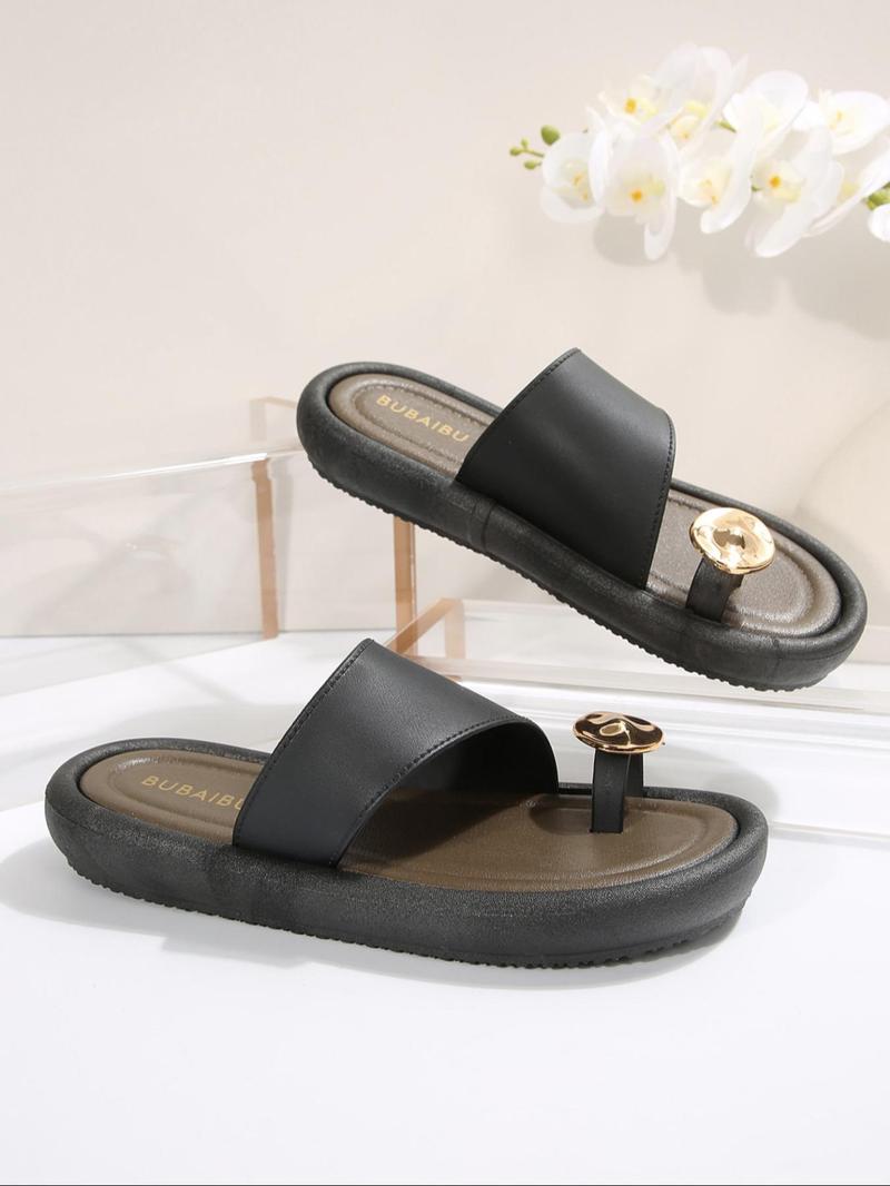 Product Introduction of Women's Fashionable Plain Color Slides, Casual Comfortable Flat Sandals for Summer, Lightweight Breathable Shoes for Beach & Daily Wear, Girl 6