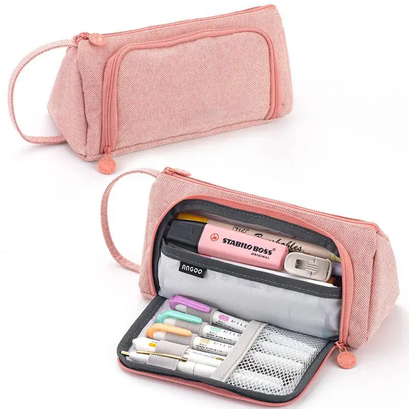AK Tempat Pensil Alat Tulis Pencil Case Pouch Stationery - Pink/Dark Gray/Blue/White