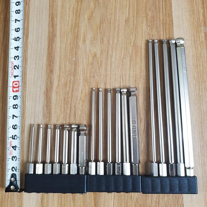 Mũi lục giác cho máy bắn vít. Bộ lục giác đầu bi đầy đủ kích thước hãng BROPPE cao cấp 8