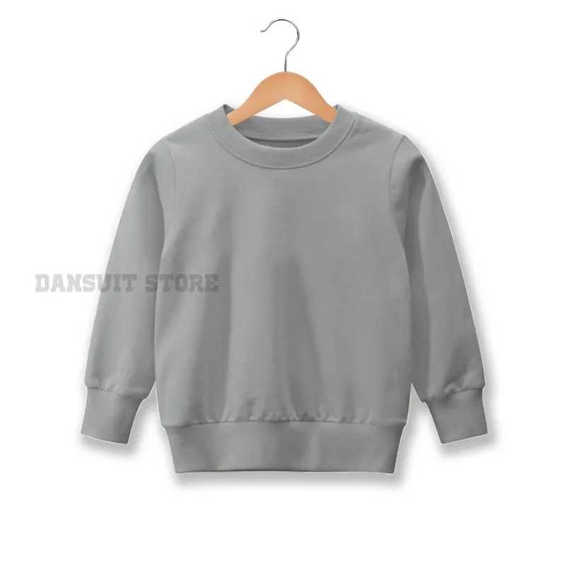 Sweater Polos Anak Laki-laki/Perempuan Usia 4 - 13 Tahun Sweater Crewneck Polos Anak Bahan Tebal Fashion 5