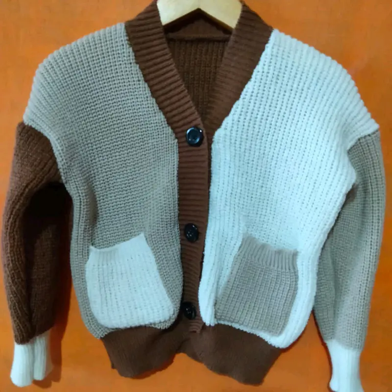 CARDIGAN RAJUT COMBINASI ANAK PEREMPUAN USIA 5-12 THN Katun Polos 4