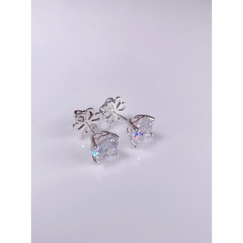 Khuyên tai bạc nam nữ nụ đá tròn Bông tai bạc Ý 925 khuyên tai bông tai cao cấp khuyên tai